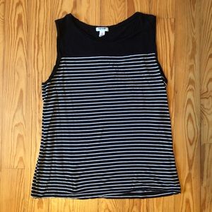 Nautical Black and White Striped Tank, M